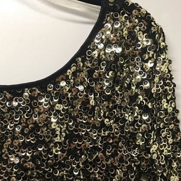Jodi Kristopher Gold Black Sequined Dress size S - Picture 6 of 8